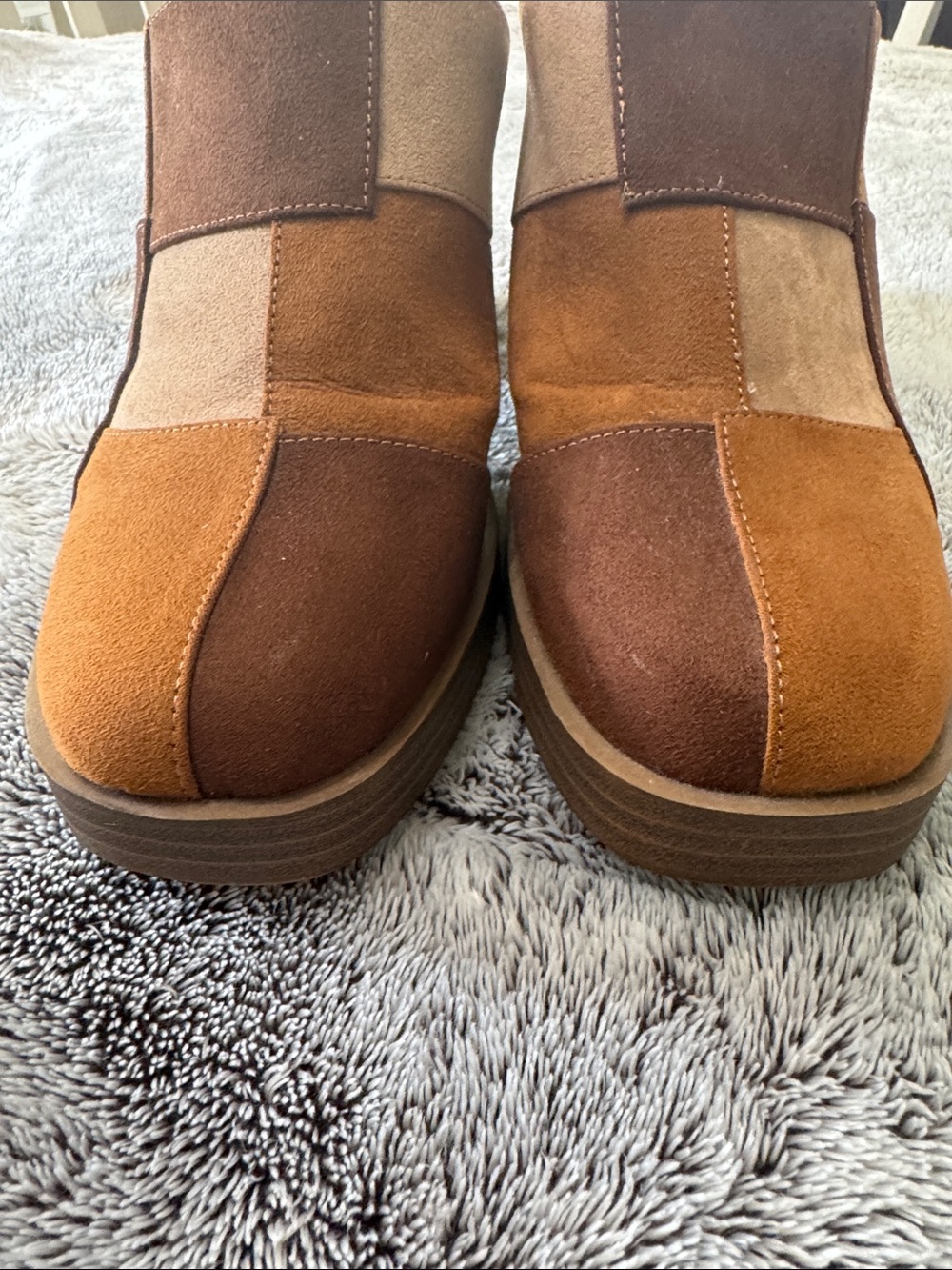 Universal Thread Tess Platform Mule Heels Patchwork Brown Women’s 10 Slip On - Picture 3 of 13